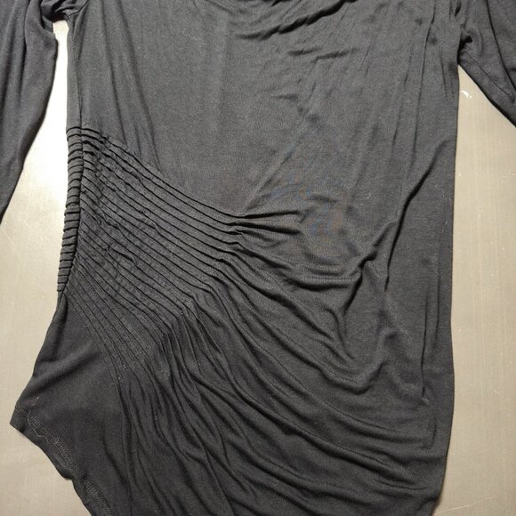 Design History Black Ruched Lightweight Long Tunic Pleated Stretch 3/4 Sleeve XL - Picture 5 of 10
